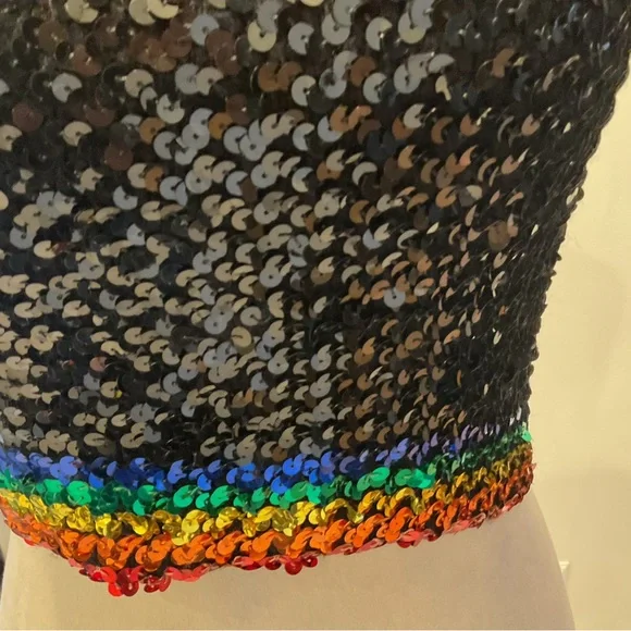 Vintage 70s Rainbow Sequin Tube Top - Picture 13 of 15